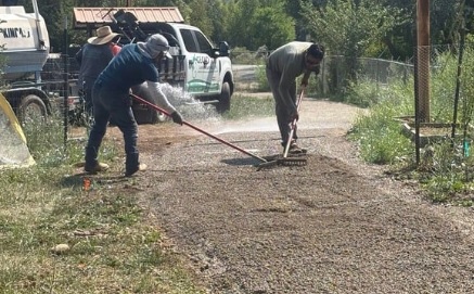 Volunteers working on the Arroyo Seco Community Center path
